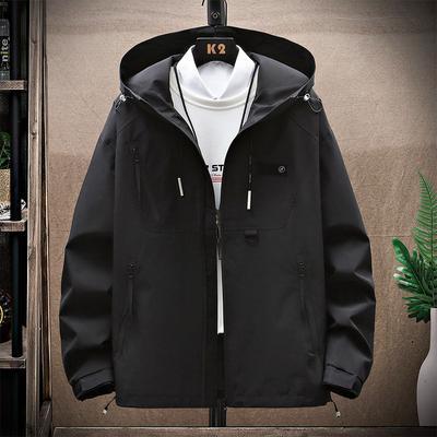 Куртка свободного покроя для мужчин, водонепроницаемая ветровка с капюшоном, куртка-бомбер, повседневная куртка, свободные пальто на молнии