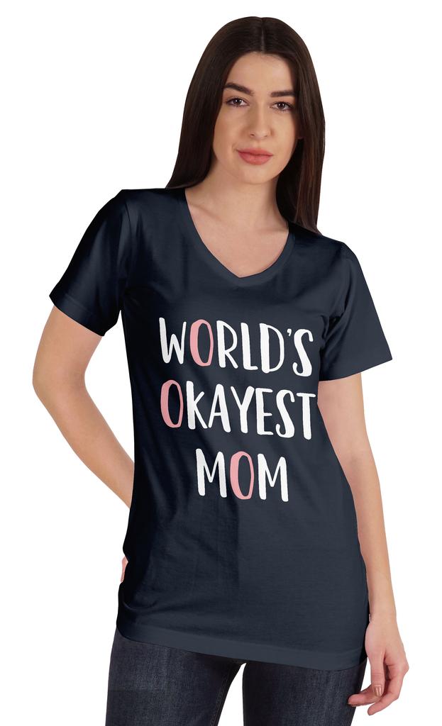 Inkmeso World  S Okayest Mom Graphic Tshirt Short Sleeve Mother  S Day Gift