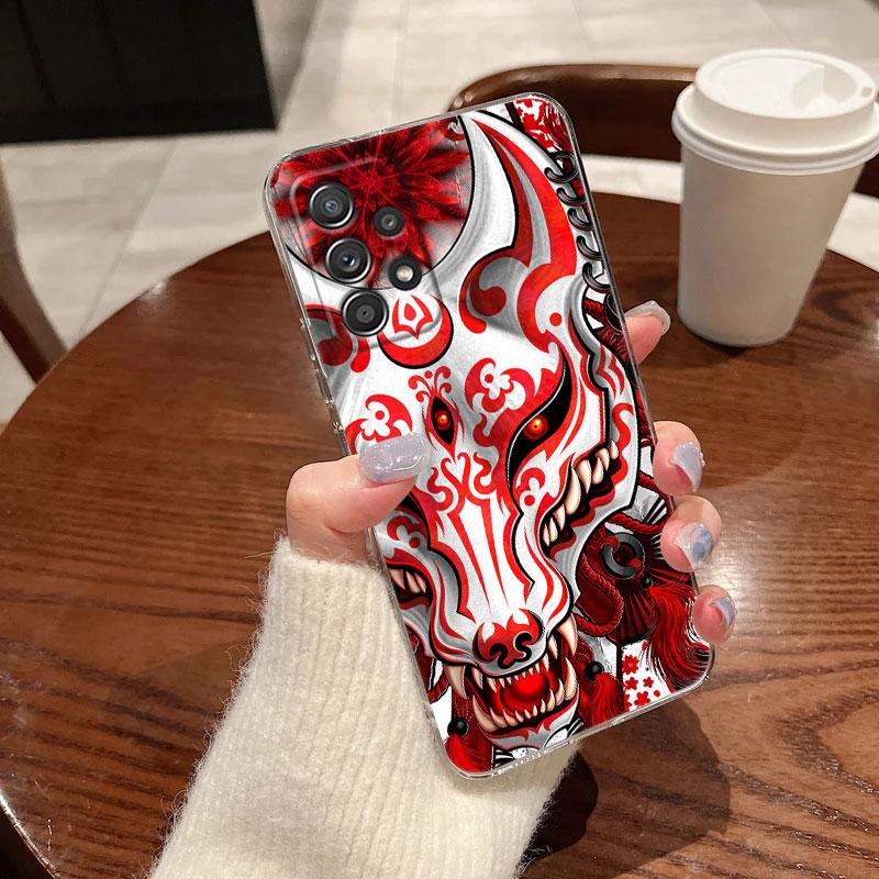 Маска Они Арт Дракон Прозрачный Мягкий Чехол Для Телефона Для Samsung Galaxy A56 A57 A37 A55 A54 A36 A35 A26 A25 A16 A17 A07 A52 A34 A21s Чехол