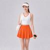 Womens Tennis Set Cross Back Sports Vest High Waist Shorts Color Block 2 Piece