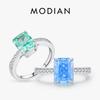 Модиан Стерлинговое Серебро 925 пробы Параиба Kleur Дробленый Ijs Gesneden Zirconia Luxe Klassieke Cocktail Ringen Voor Vrouwen Sieraden