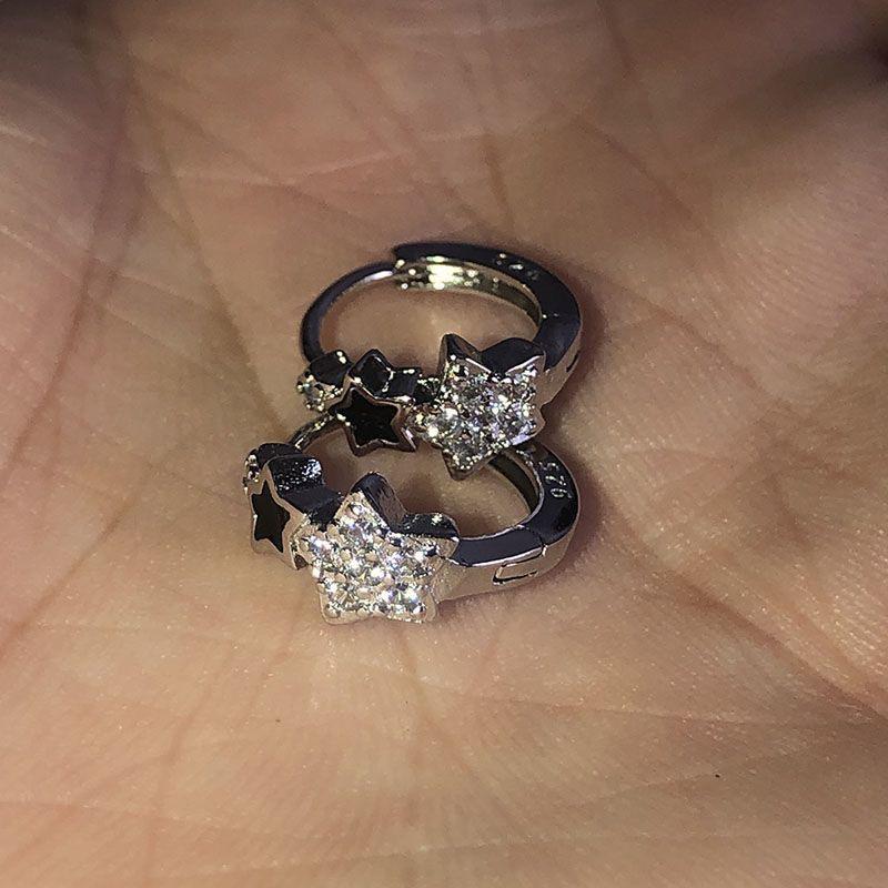 Ретро циркон пентаграмма ушная пряжка серьги тренд простые звезды кольца серьги для женщин девочек эстетические ювелирные изделия подарок