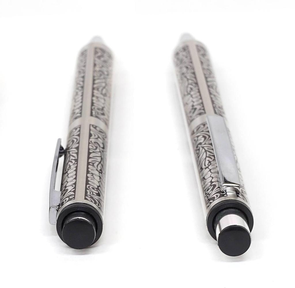 Футляр для карандашей из зернистой кожи, синий металлический индикатор и толстый стержень NQ30, набор из металлической шариковой ручки с прямым стуком, виноградный SASL-701S-NQ30B-V