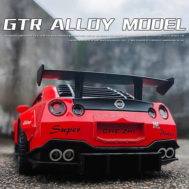 1/24 Skyline Ares Nissan GTR R34 R35 литой спортивный автомобиль модель литой металл гоночный автомобиль модель имитация звука света детские игрушки подарок
