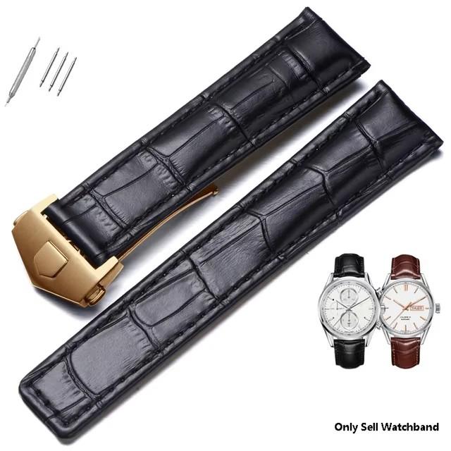 Оригинальный кожаный ремешок для часов Tag Heuer Carrera Monaco Черный Коричневый Браслет Наручные часы Ремешок для часов 19мм 20мм 22мм