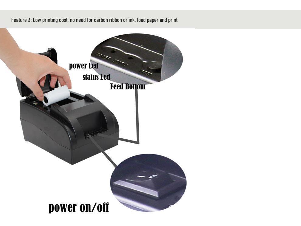 58mm Thermal Receipt Printer for Supermarkets & Restaurants - Programmable Cash Register Printer