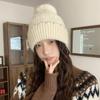 Новая шерстяная шапка женская осенне-зимняя теплая и холодозащитная шапка для защиты ушей флисовая утолщенная вязаная шапка с помпоном