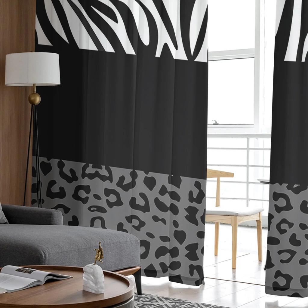 Leopard Zebra Print Gauze Curtains For Kids Bedroom Kitchen Living Room Holiday Decor Voile Screen