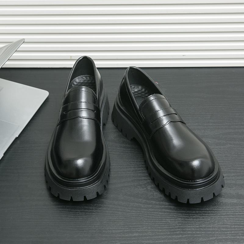 Men Loafer Dress Elevator Shoes Height Increase Classic Leather Thick Sole Creepers Platform Shoes