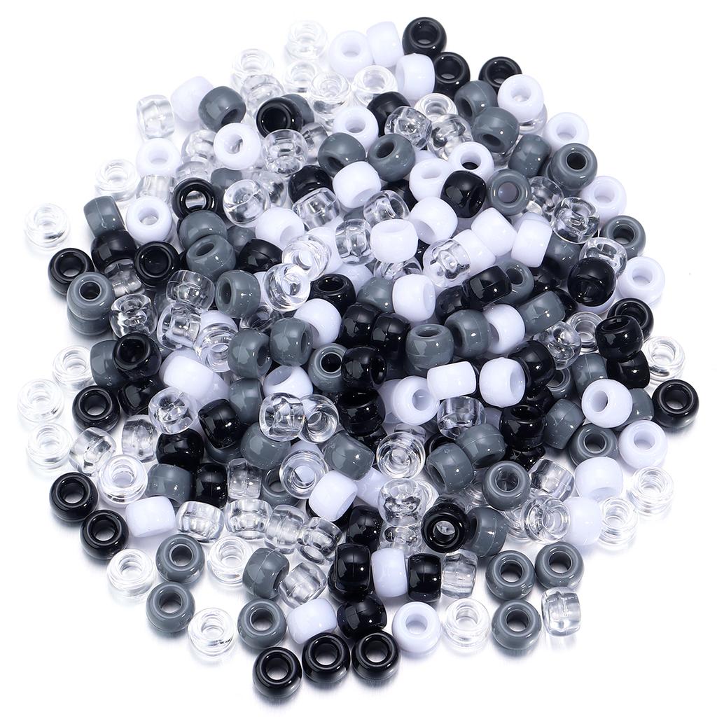 200pcs 6x9mm Mixed Color Big Hole Pony Beads Loose Spacer Acrylic Beads For Jewelry Making DIY Hair Braids Bracelet Accessories