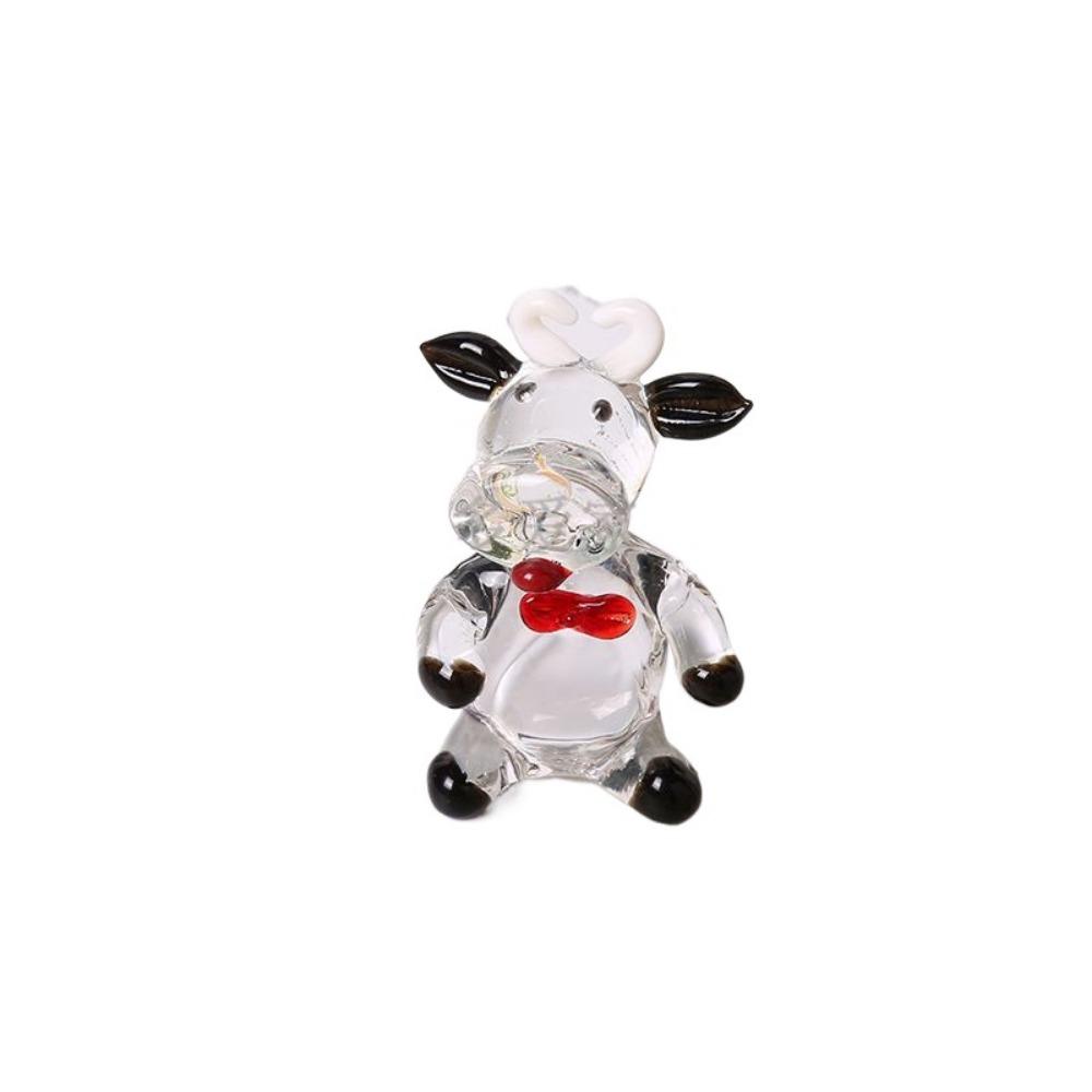 Украшение в виде коровы из хрусталя ручной работы, маленькая фигурка животного, креативная стеклянная корова, миниатюра на Новый год