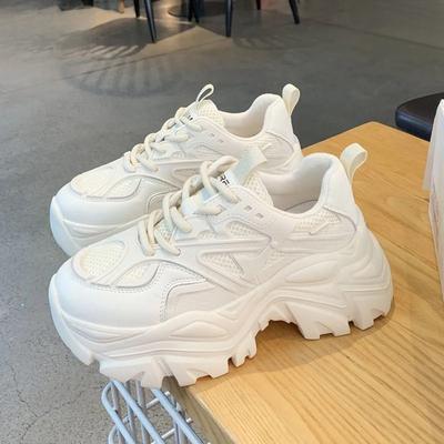 Женская модная спортивная обувь на платформе, женские черные повседневные толстые кроссовки, женские сетчатые кожаные туфли на платформе, весна-осень, женская обувь