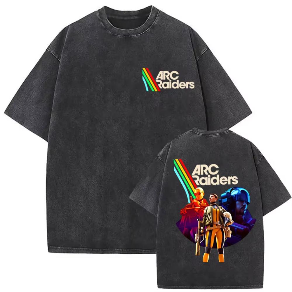 100% Cotton Arc Raiders T-shirts 2026 Game Vintage Washed Funny Graphic T-shirts Men's Women Casual Fashion Short Sleeve T-shirt