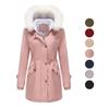 Women’s Coats Detachable Faux Fur Hooded Fleece Lined Warm Coat Light Water Resistant Windproof Puffer Jackets Winter Outer Wear
