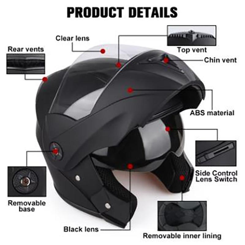 Uchoose Мотоциклетный Шлем Двойной Линзы Cross Шлем Защитный Модульный Флип