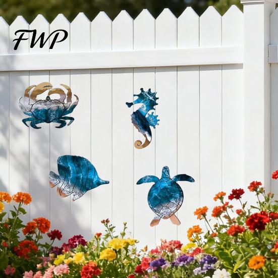 High-definition Printed Sign 4 Pcs Summer Wooden Sign, Coastal Ocean Animal Hanging Decor, Cute Sea Beach House Decoration Turtle Crab Seahorse