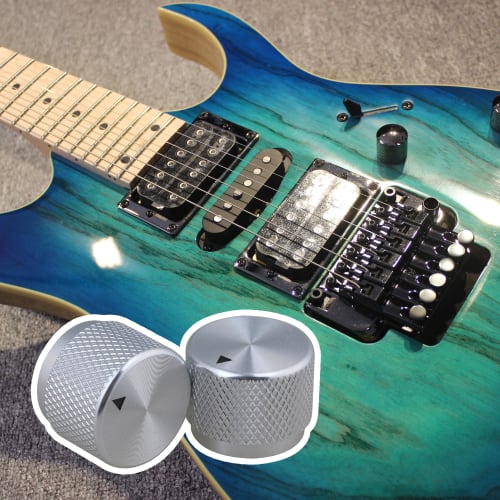 Yibuy 2-Pack 20x15.5x6mm Silver Aluminum Alloy Electric Guitar Potentiometer Knob Volume Tone Rotary Guitar Control Knob