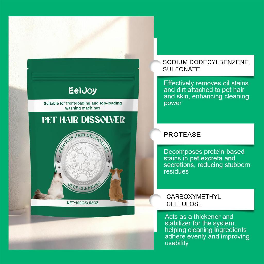 EelJoy pet hair dissolving cleaner, dissolving hair, household clothing cleaning supplies, can be used with washing machine 100g