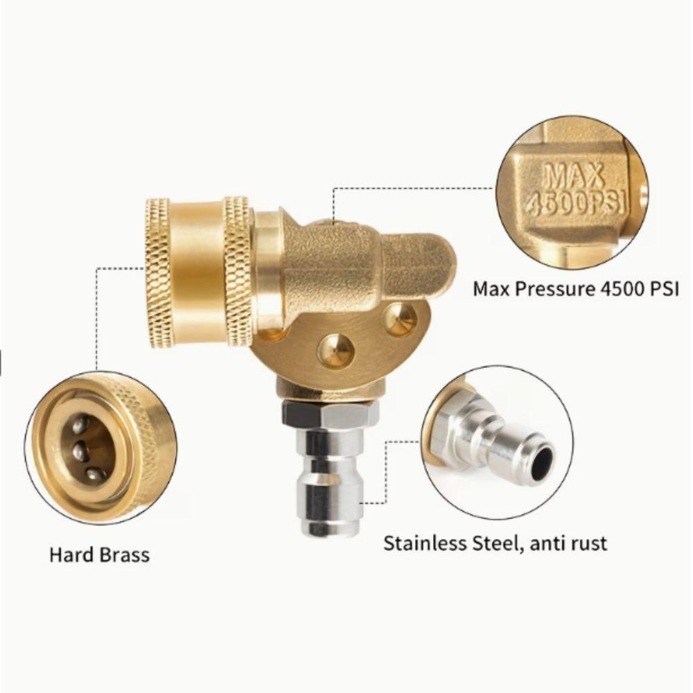 5 Nozzle Tips High Pressure Washer Kit 360 Degree Pivoting Adjustable Swivel Connector Pivoting Coupler 4500psi Rated