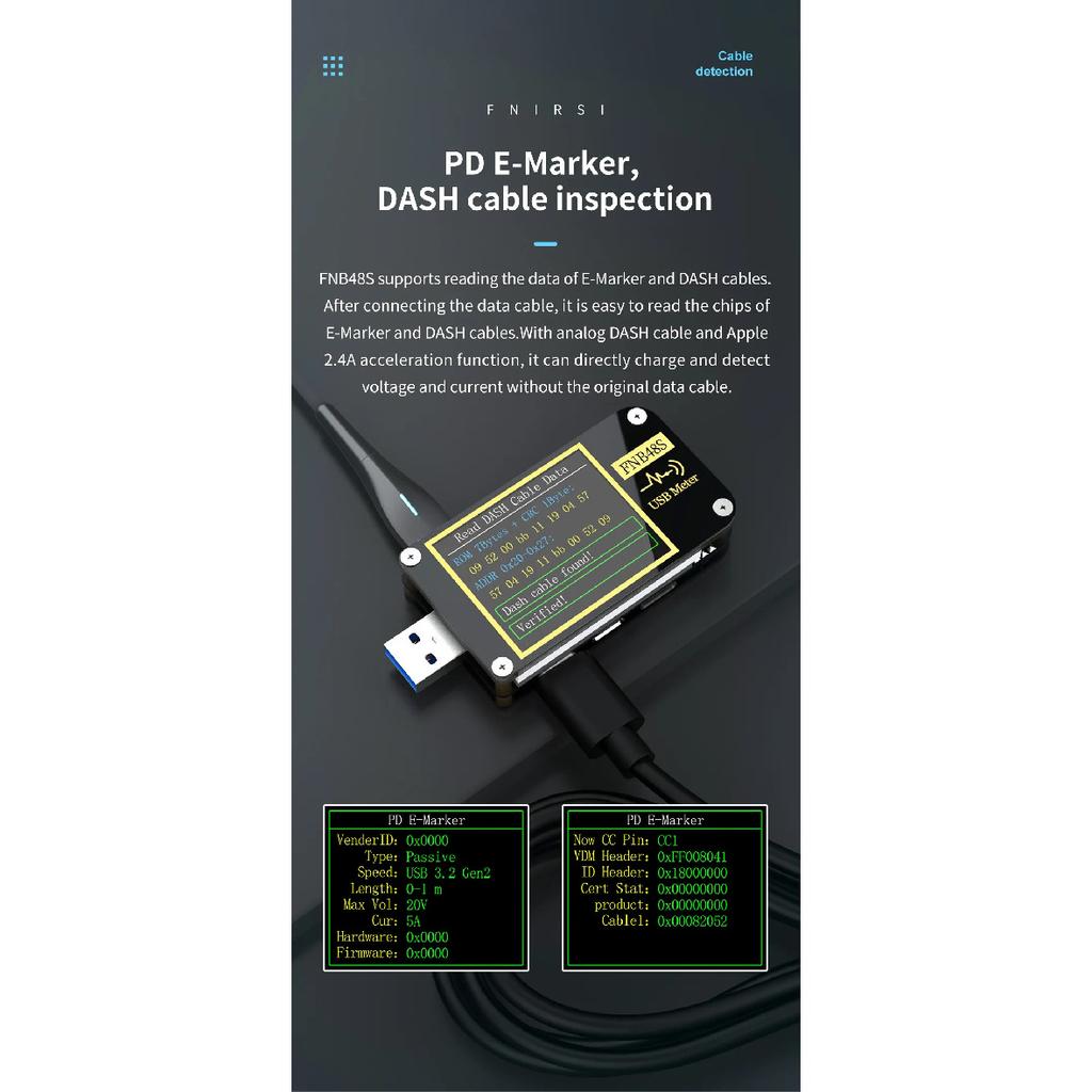 FNB48S PD триггер Вольтметр амперметр Ток и Вольтметр USB тестер QC4 + PD3.0 2.0 PPS протокол быстрой зарядки тест емкости