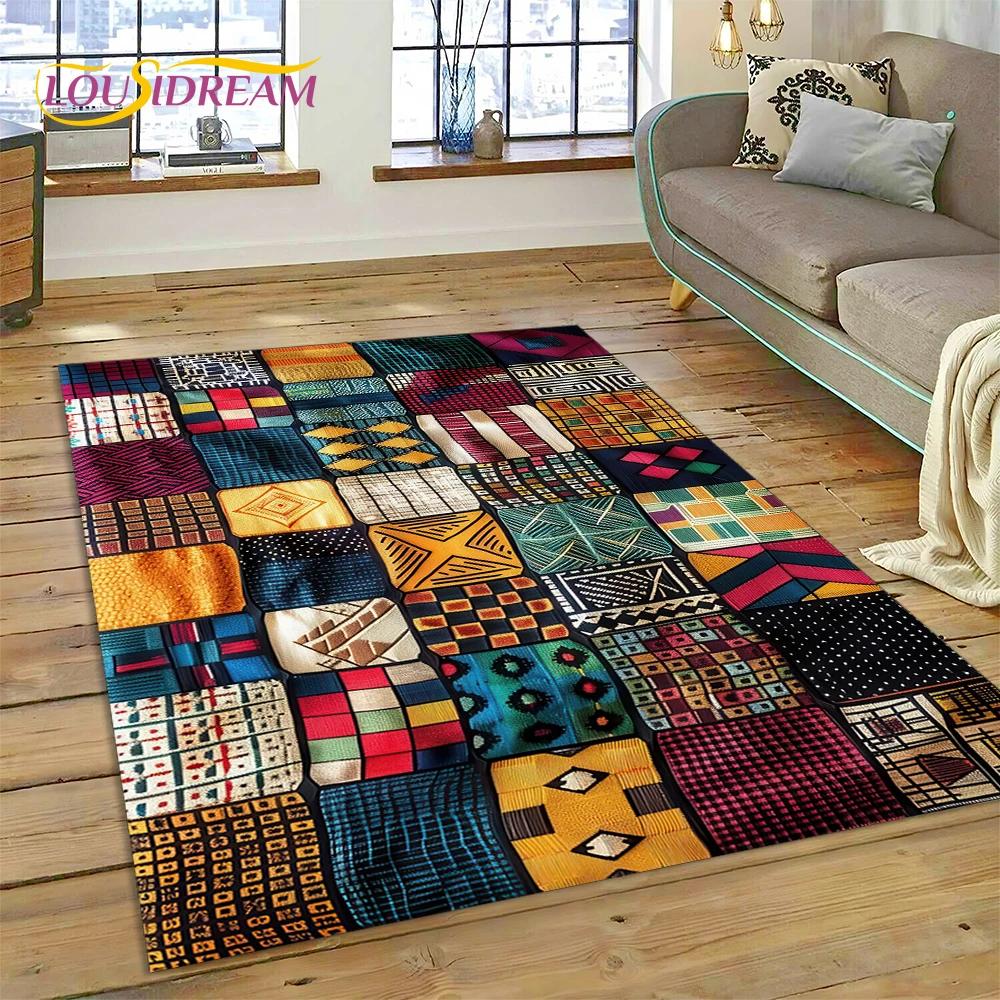 VIKAMA Colorful Flower Woven Art Mandala Rug, Non-Slip Carpet For Living Room, Bedroom, Sofa, Home Decor, Doormat
