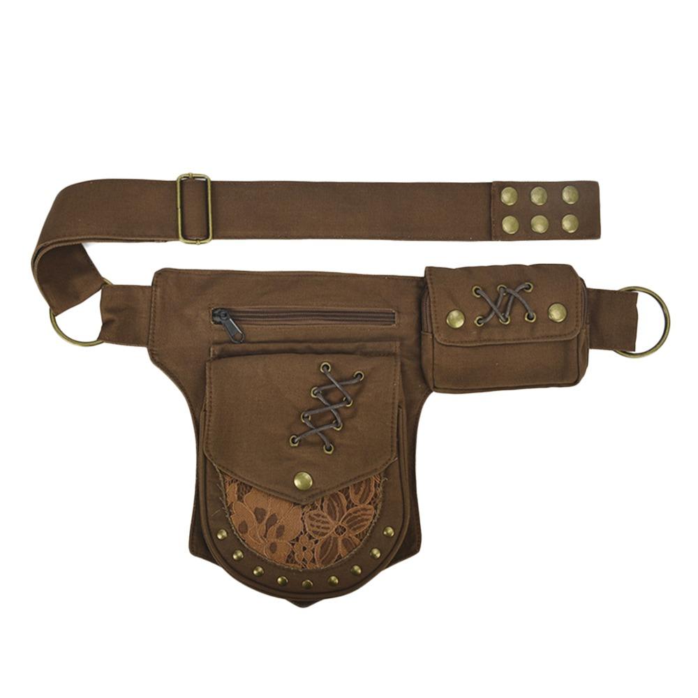 Fashion Cotton Belt Waist Packs Adjustable Strap Multi-functional Phone Pouch Vintage Travel Crossbody Bag Outdoor