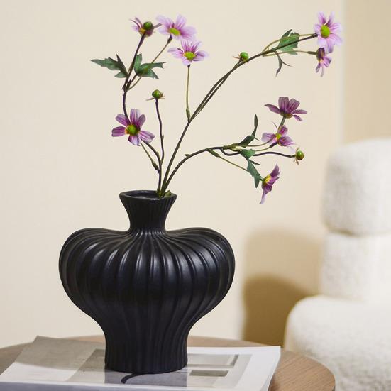 Керамическая ваза для цветов в рубчик Yousheng Минималистичная современная ваза-контейнер для цветов Домашний офис Настольное украшение Декоративная ваза для цветочных растений