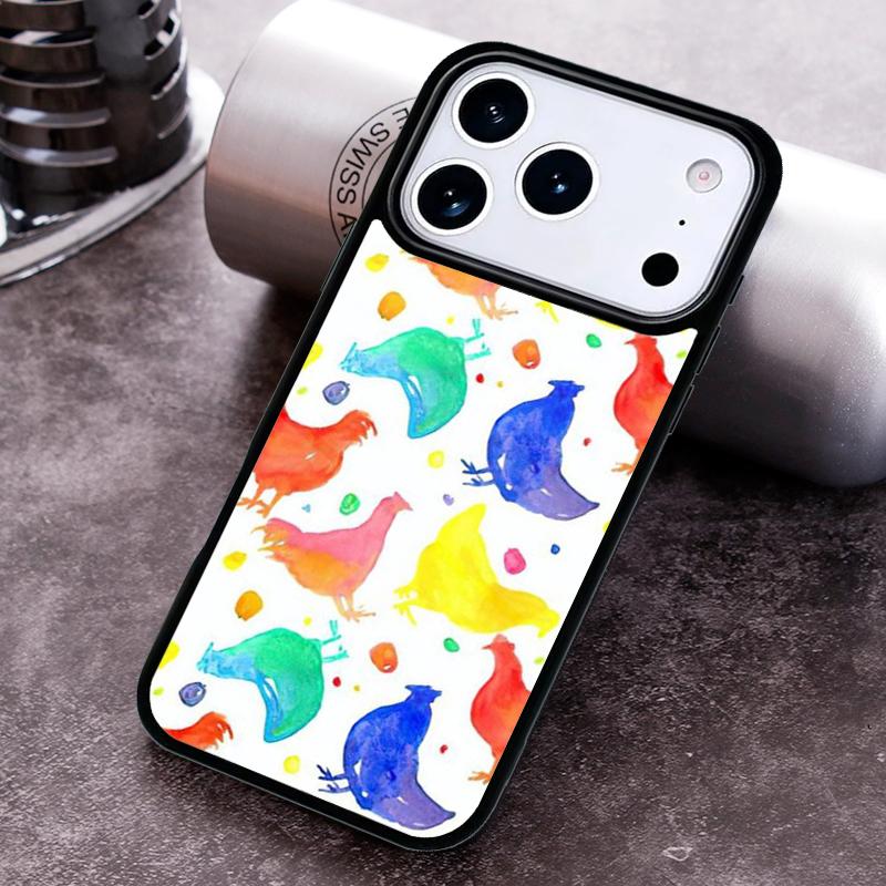 Bright Pattern with Roosters Phone Case For iPhone 17 16 15 14 13 12 11 Pro Max Plus 17Air Soft Silicone Cover