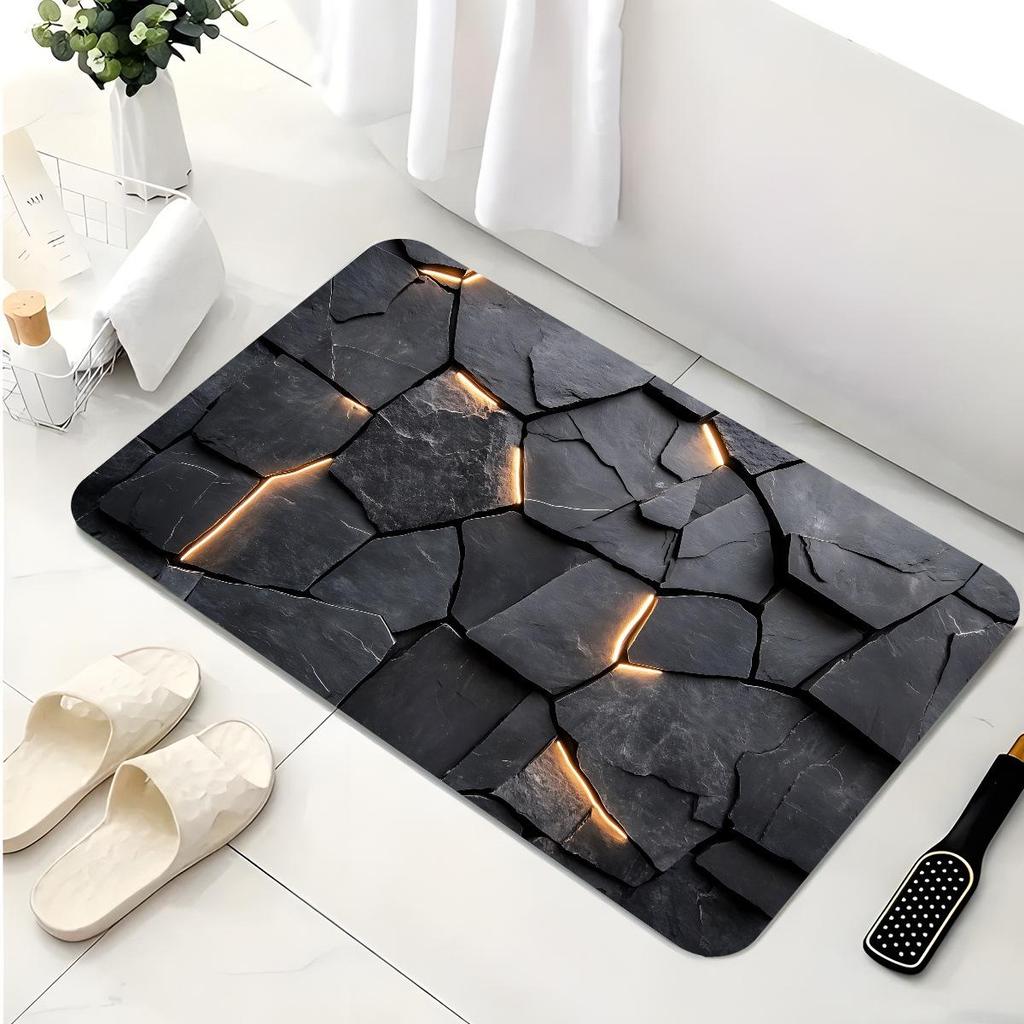 Черный коврик для ванной из диатомовой земли - Влаговпитывающий, Нескользящий, Износостойкий.