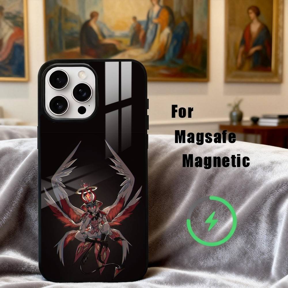 H-Hazbin H-Hotel L-Lucifer M-Magne Чехол для телефона для iPhone17,16,15,14,13,12,11 Plus,Pro Max Магнитный для Magsafe Беспроводной зарядки