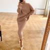 Autumn and Winter Women's Sweater Set Fashion High Neck Loose Fit Women's Set Skirt