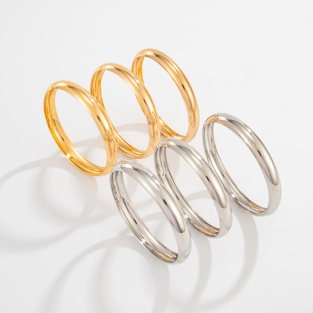 SHIXIN Minimalist Smooth Surface Stackable Round Bracelet for Women Elegant Glossy Mixed Color Geometry Wide Bangle Jewelry Gift