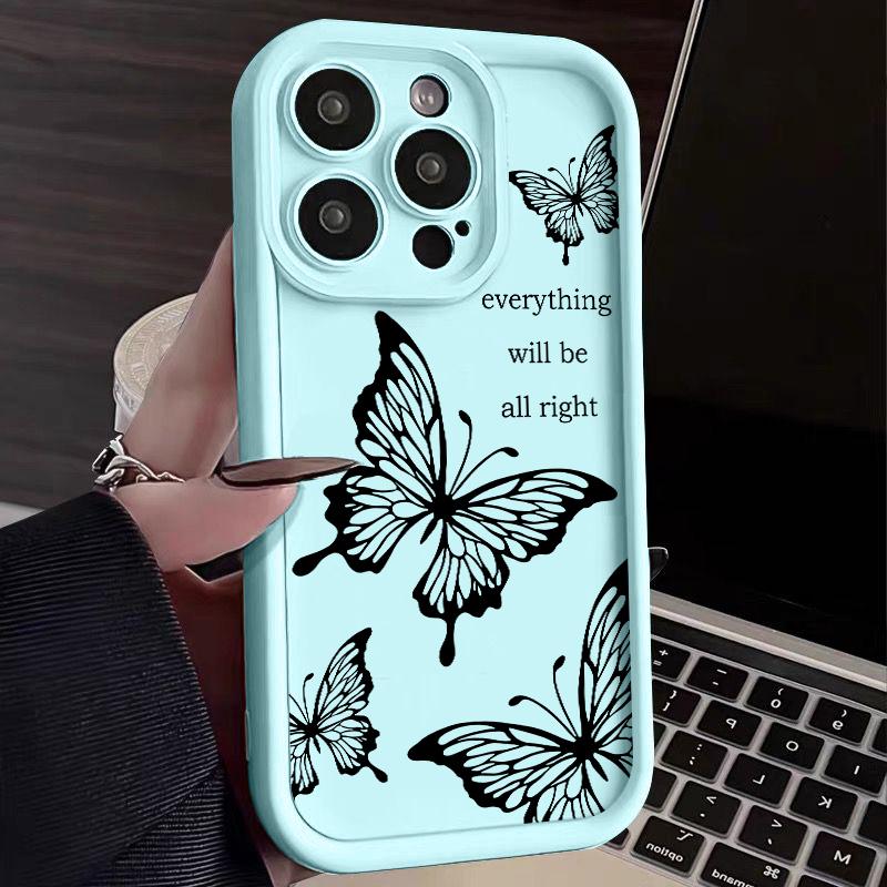 INS Retro Butterfly TPU Phone Case For iPhone 16 Pro 15 14 Plus 13 12 11 Pro Max Plus XS X XR 8 7 Shockproof Soft Bumper Back Cases Cover