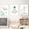 Cartoon Astronaut Rocket Ship Planets Posters And Prints Canvas Painting Nordic Nursery Wall Art Pictures Kids Room Home Decor