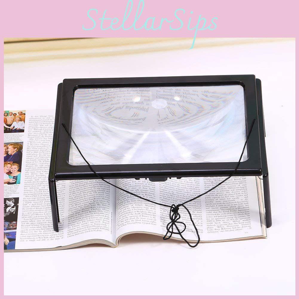 Foldable Portable A4 Rectangular 3x Reading Magnifying Glass With Led Light For Senior Use Creative Desk Accessory