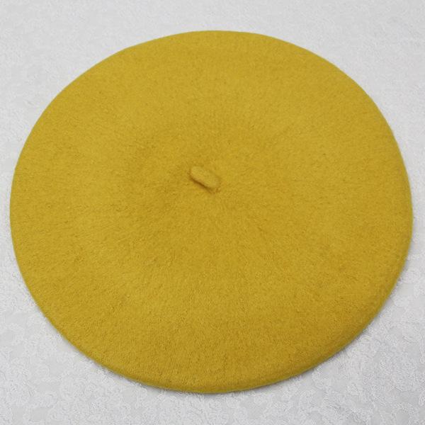 Зимняя теплая искусственная шерстяная шапка-берет для женщин и девочек, французская шапка-бини, красная, черная, фиолетовая, бежевая, оранжевая, кавайная, плоская, теплая