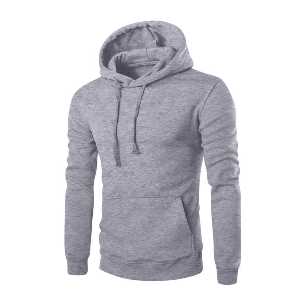 Men's Solid Color Hooded Sweatshirt Men's Casual Sports Long Sleeved Pullover Sweatshirt