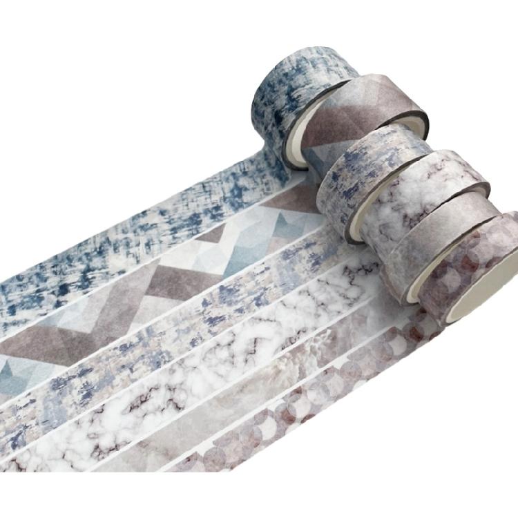 6Rolls Aesthetic Decorative Tape 5Meter Per Roll Adhesive Masking Tape for Journal Notebook Scrapbooking Photo Album