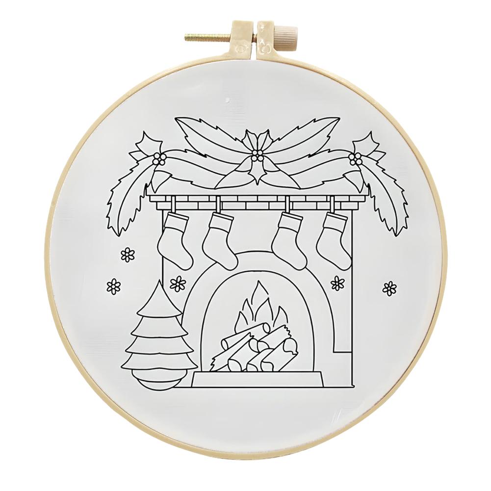 Рождественский набор для практики вышивки стежками с пяльцами для вышивания, цветными нитками и иглами для начинающих, набор для вышивания крестиком своими руками