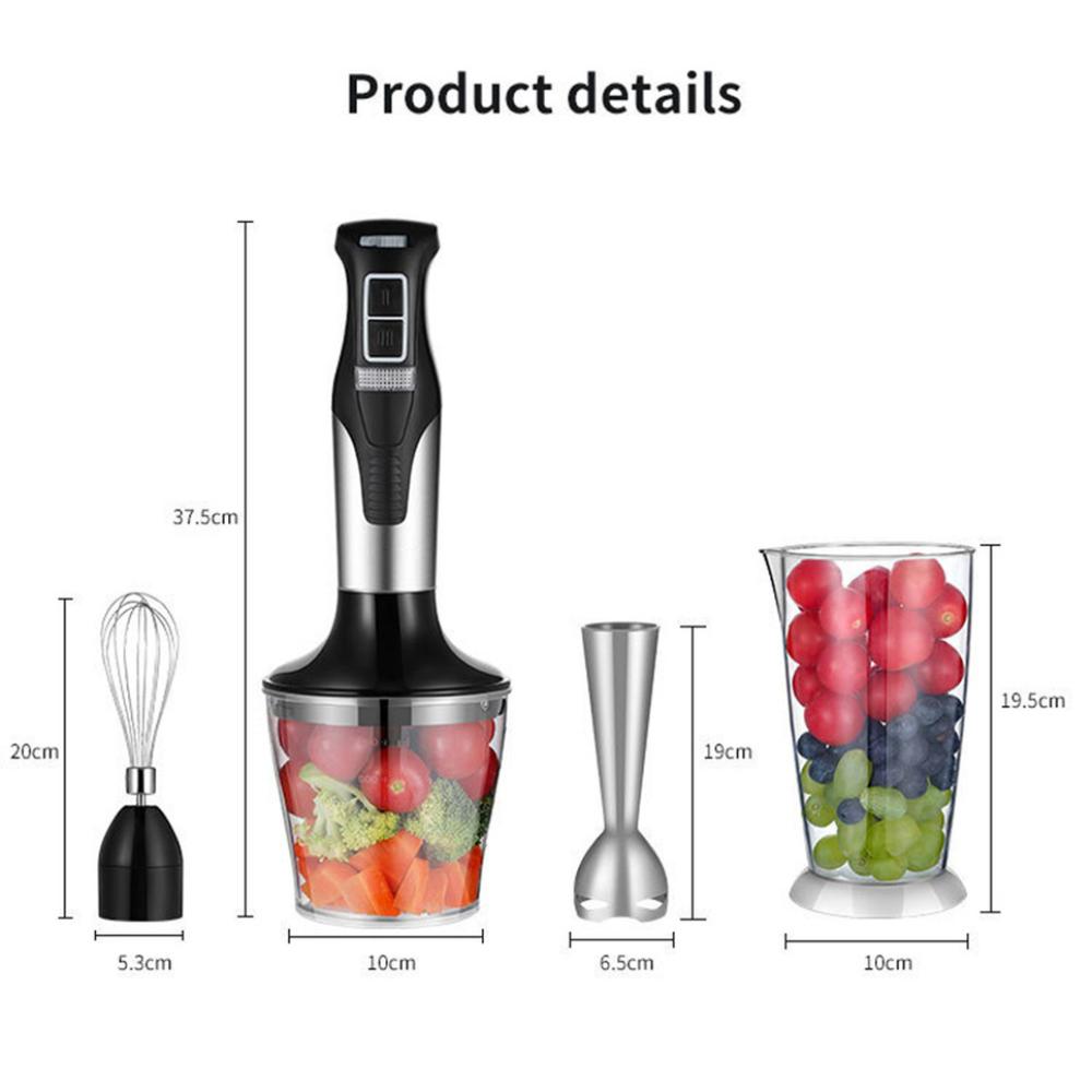 Ручной блендер, погружной ручной блендер мощностью 1200 Вт, ручной блендер из нержавеющей стали, ручной блендер 4-в-1 с яичным венчиком, стаканом и чашей-измельчителем