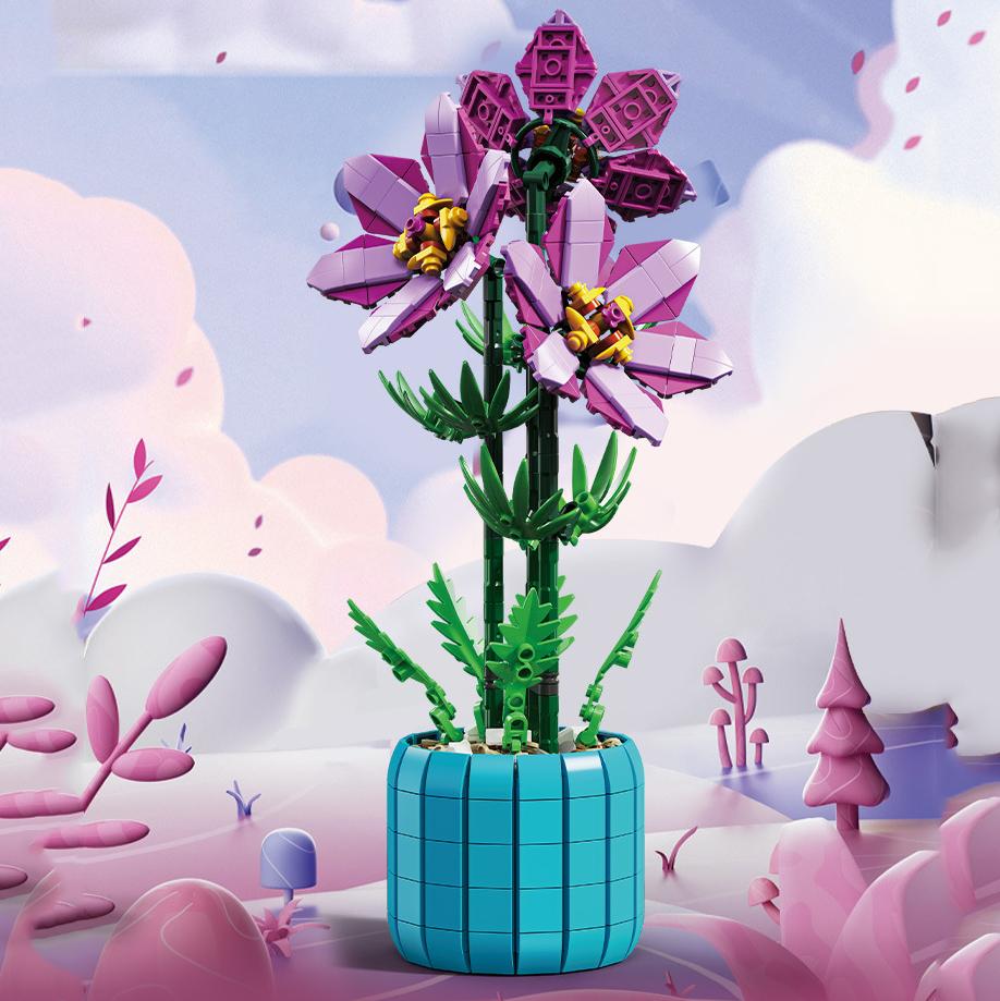 1204 шт. Городской креативный букет лаванды комнатное растение украшение для дома настольный орнамент строительные блоки кирпичи детские игрушки