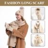 3pcs Solid Color Thermal Knit Cap Warm Winter Beanie Hat Fleece Lined Hat Scarf Gloves Set  Skiing