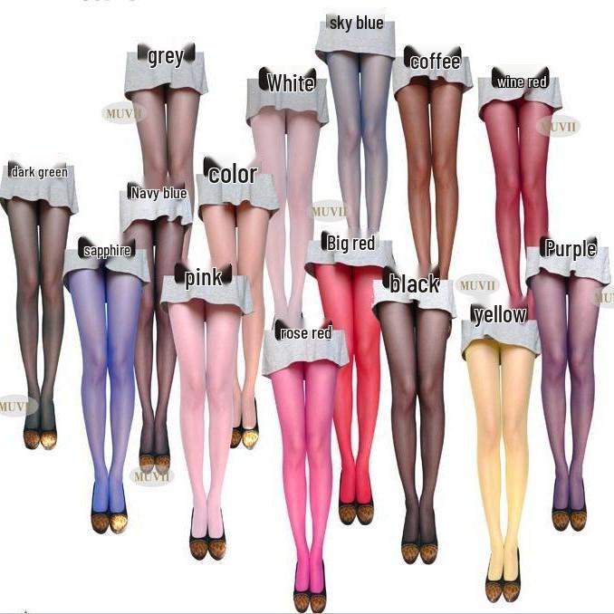 Mint Green Ultra-Thin Candy Color Stockings - White & Black Sexy Plus Size Summer Pantyhose for Women, Breathable
