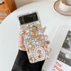 Retro Pearl Queen Portrait Phone Case For Samsung Galaxy Z Flip 6 5 4 3 Colorful Diamond Rhinestone Crystal Crown Clear PC Cover