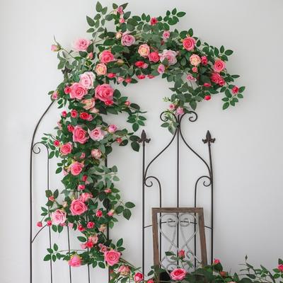 Реалистичная искусственная розовая лоза 190 см, ротанговая лоза для DIY, шелковые цветы, подвесная роза из ротанга, для улицы