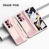Full Protection Hinge Case for Samsung Galaxy Z Fold8 Ultra / 7 6 5 4 3 Plating PC+Leather Tempered Film Folding Kickstand Cover