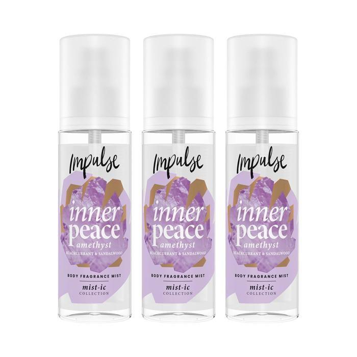 Impulse Inner Peace Body Fragrance Mist Fruity Black Currant&Sandalwood, 3x150ml
