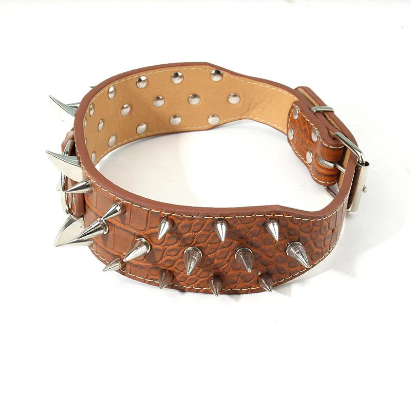 Регулируемый широкий ошейник для собак с заклепками из искусственной кожи, ошейники для средних и больших собак, прочная защита шеи, регулируемое ожерелье для домашних животных
