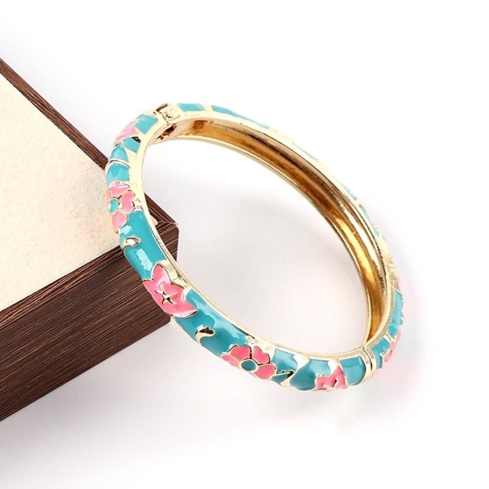 Enamel Vintage Cloisonne Bangle Traditional Women's Hand Bracelet Flower Bangle Ladies