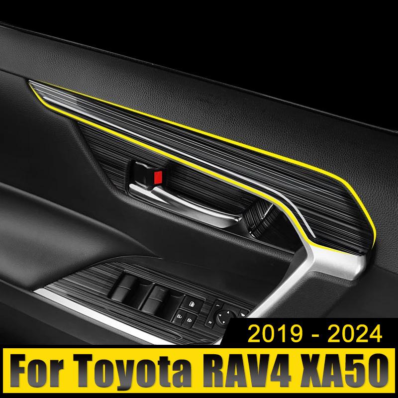 Для Toyota RAV4 XA50 2019 2020 2021 2022 2023 2024 Гибридные ручки дверей из нержавеющей стали для автомобиля Рамка отделки Декоративные накладки Накладки Наклейки